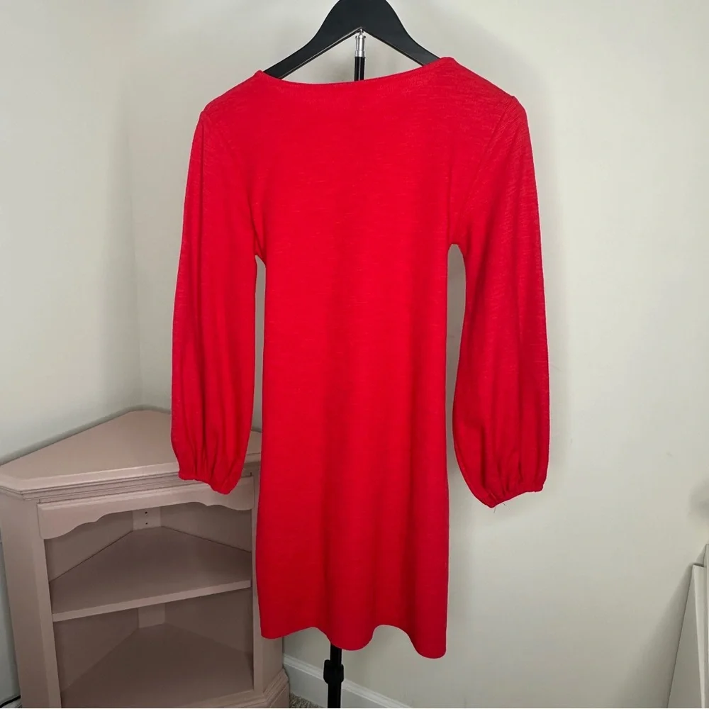 Red Tie-Front Long Sleeve Mini Dress - Picture 4 of 4